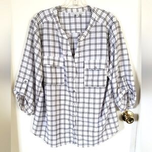 Women's Black and White Checkered Top